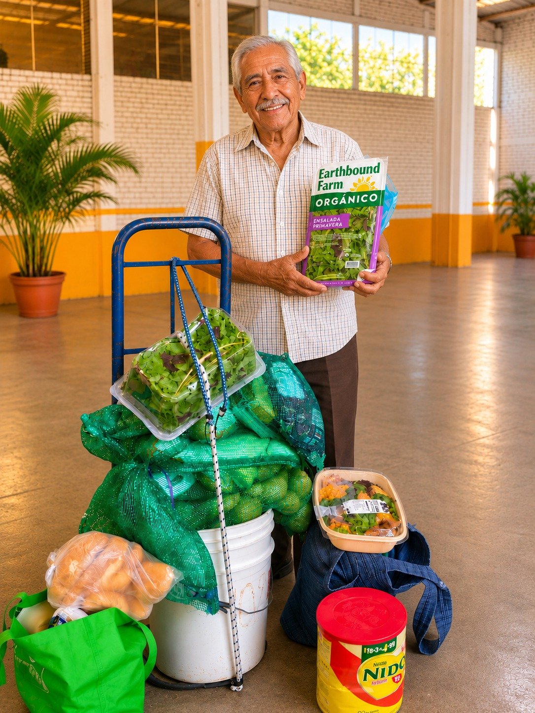 Beneficiaria de Fundación Chedraui recibiendo despensa